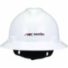 MSA V-Gard Full Brim Hard Hat, Slotted, FT Sus, Wh, HPC logo