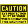 Accuform® OSHA Caution Safety Sign: "Eye Protection Must Be Worn When Operating This Machinery", Adhesive Vinyl, 10" x 14"