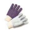 Leather Palm Canvas Gloves, Knit Wrist, LG
