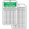 Accuform Safety Tag: "Emergency Shower & Eye Wash Test Record - Inspect This Unit Carefully Before Signing Inspection Card"