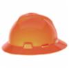 MSA V-Gard® Type I Slotted Full Brim Hard Hat w/ 4pt Fas-Trac® III Ratchet Suspension, High Vis Orange