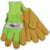 Kinco® High Visibility Pigskin Leather Safety Gloves, Knit Wrist, Waterproof, Green, 2XL