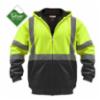 Class 3 High-Visibility Hooded Sweatshirt, Full Zip, Yellow w/ Black Bottom, Extra Large