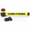 Banner Stakes 30' Magnetic Wall Mount, Yellow "Cleaning in Progress" Banner, With Light
