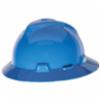 MSA V-Gard® Type I Slotted Full Brim Hard Hat w/ 4pt Fas-Trac® III Ratchet Suspension, Blue