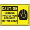Accuform® OSHA Caution Safety Sign: "Hearing Protection Required In This Area", Aluminum, 7" X 10"