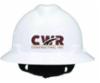 MSA V-Gard® Full Brim Slotted Hard Hat, 4 Point Fas-Trac® III Suspension, White, with CWR logo