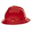 MSA V-Gard® Type I Slotted Full Brim Hard Hat w/ 4pt Fas-Trac® III Ratchet Suspension, Red