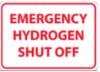 EMERGENCY HYDROGEN SHUT OFF sign, dura plastic 7 in x 10 in