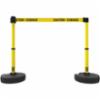 Banner Stakes PLUS Barrier Set X2, Yellow "Caution-Cuidado" Banner