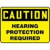 Accuform® OSHA Caution Safety Sign: "Hearing Protection Required", Adhesive Vinyl, 10" X 14"