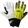 Global Vise Gripster® Mechanics Style Rigger Gloves w/ Cotton Corded Palm & Knit Wrist Cuff, Hi-Viz Yellow, MD