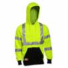 Tingley Class 3 FR Zip-Up Hooded Sweatshirt, 16 cal/cm2, Fluorescent Yellow Green/Black, MD
