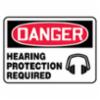 "DANGER HEARING PROTECTION REQUIRED" Sign, Adhesive Vinyl, 10" x 14"