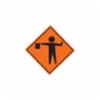 Flagger Ahead Symbol Fold & Roll™ Sign, Reflective, with Stand, 48"