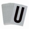 Bradylite Reflective Letter "U" Blk/Silver, 2-1/2"X1-3/4",25/pk