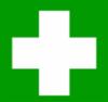 Accuform First Aid Green Cross Adhesive, Vinyl, 2" X 2"