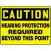 Accuform® Contractor Preferred Signs, "Caution Hearing Protection Required Beyond This Point", All-Purpose Contractor Preferred Vinyl, 14" X 20"