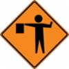 Accuform® Roll-Up Construction Sign, 'Flagger Symbol', Diamond Grade, 36" x 36"