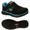 Skechers Synergy Sandlot Alloy Toe EH Rated Work Sneaker, Black/Blue, Women's, SZ 6.5 Wide