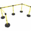 Banner Stakes PLUS Barrier Set X5, Yellow "Caution-Cuidado" Banner