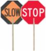 Accuform® Stop/Slow Reflective Aluminum Paddle Sign, 60" Wood Handle, 24"