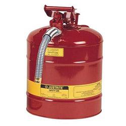 Justrite® Accuflow™ Type II Steel Safety Can w/ 5/8" Metal Hose, 5 Gallon, Red