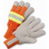 Premium Grain Thinsulated™ Leather Palm Gloves w/ Hi-Viz Reflective Back, Safety Cuff, Knit-Wrist, Large