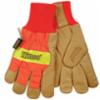Kinco® High Visibility Pigskin Leather Safety Gloves, Knit Wrist, Waterproof, Orange, SM