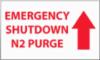 Emergency Shutdown with Up Arrow, Vinyl, Red with White, 3H X 5W