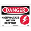 " DANGER HIGH VOLTAGE-" Sign, Aluminum, 10" x 14"