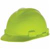 MSA Standard V-Gard® Type I Slotted Hard Hat w/ 4pt Staz-On® Pinlock Suspension, Fluorescent Green