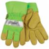 Kinco® High Visibility Pigskin Leather Safety Gloves, Safety Cuff, Green, LG