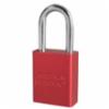 Red Anodized Aluminum Safety Padlock, 1-1/2in (38mm) Wide with 1-1/2in (38mm) Tall Shackle