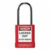 Accuform® 1.5" Plastic Body Aluminum Padlock, Keyed Differently, Red