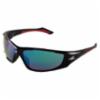 Bullhead Javelin™ Safety Glasses, Shiny Black Frame, Green Gradient Mirror Lens 