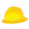 MSA V-Gard® Type I Slotted Full Brim Hard Hat w/ 4pt Fas-Trac® III Ratchet Suspension, Yellow