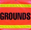 "GROUNDS" Reinforced Vinyl Flag with Reflective Stripe, Orange, 16"