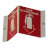 3-D RIGID PLASTIC ANGLE SIGN FIRE EXTINGUISHER ARROW 5" X 6"