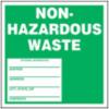 6" x 6" Non-Hazardous Waste vinyl labels, 25/pack