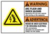 Bilingual ANSI Warning Safety Adhesive Label, 3 1/2" x 5"