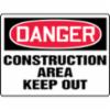 Accuform® Contractor Preferred Signs, "Danger Construction Area Keep Out", Contractor Preferred Plastic, 10" x 14"