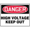 Accuform® Contractor Preferred Signs, "Danger High Voltage Keep Out", All-purpose Contractor Preferred Vinyl, 7" X 10"