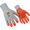 Ringers R-3 Cut Resistant Nitrile Palm Coated Work Gloves, Cut Level 2, Gray/Orange, LG