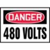 Accuform Safety Labels, Danger 480 Volts, 3 1/2" x 5"