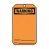 Plastic Waning Tag, Orange, Blank With Grommet