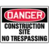 Accuform® Contractor Preferred Signs, "Danger Construction Site No Trespassing", Contractor Preferred Plastic, 10" x 14"