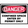 Accuform® Safety Labels, Danger Confined Space Enter By Permit Only, 3 1/2" x 5"