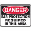 Accuform® OSHA Danger Safety Sign: "Ear Protection Required In This Area", Plastic, 7"x 10"
