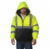 Illuminator™ Class 3 300 Denier Hooded Bomber Jacket w/ Quilted Insulated Lining, Lime Green/Black, 5XL